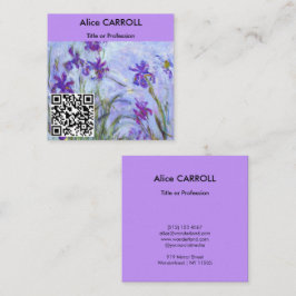 Monet - Lilac Irises / Iris Mauves - QR-kod Fyrkantigt Visitkort