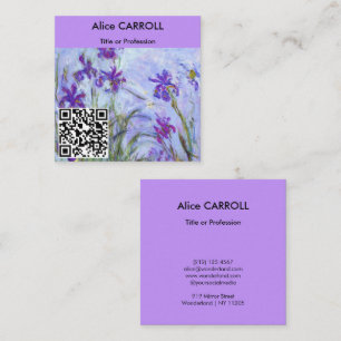 Monet - Lilac Irises / Iris Mauves - QR-kod Fyrkantigt Visitkort