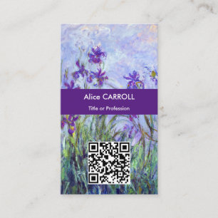 Monet - Lilac Irises / Iris Mauves - QR-kod Visitkort