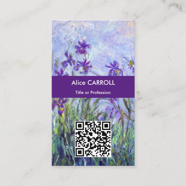 Monet - Lilac Irises / Iris Mauves - QR-kod Visitkort (Framsida)