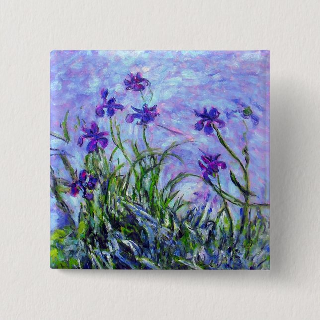 Monet Lilac Irises Knapp (Framsida)