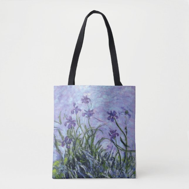 Monet Lilac Irises Tote Bag Tygkasse (Framsida)