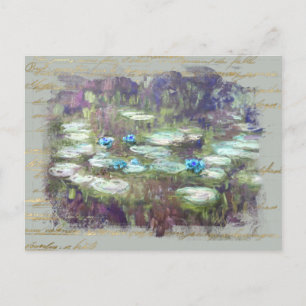 ** Monet Lily Dynors Pond Old Guld Handwrite AR23 Vykort