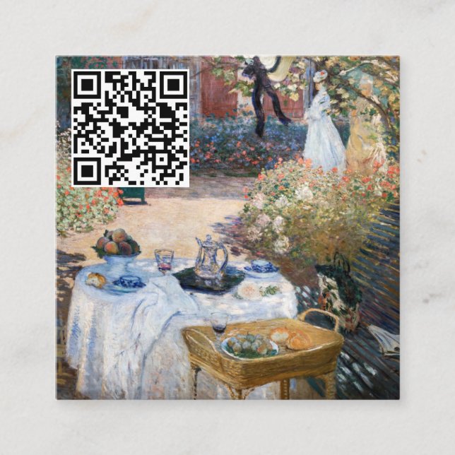 Monet - Luncheon, dekorativ panel - QR-kod Fyrkantigt Visitkort (Framsida)