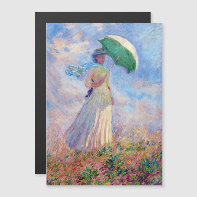 Monet - Magnetkort för kvinnliga parasoler mot hög (Fram/baksida)