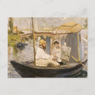 Monet målar i sin ateljébåt Édouard Manet Vykort