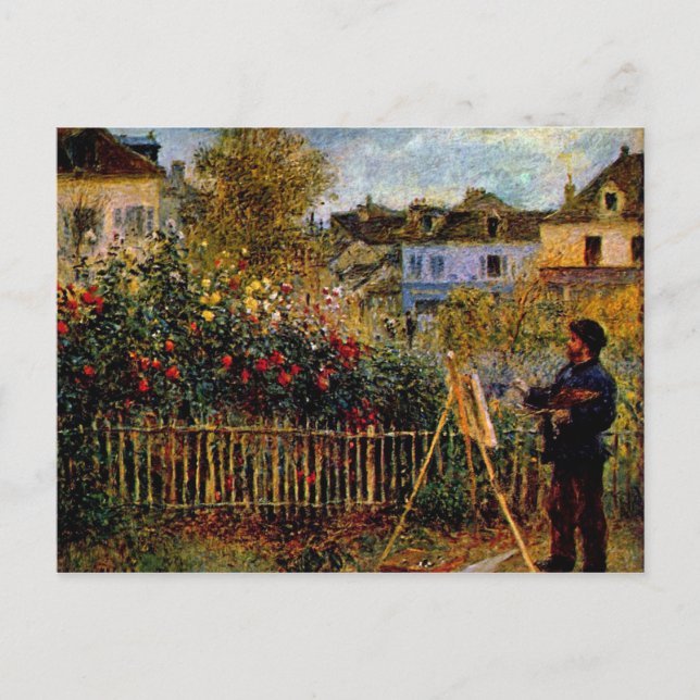 Monet målar i sin trädgård av Claude Monet Vykort (Framsida)
