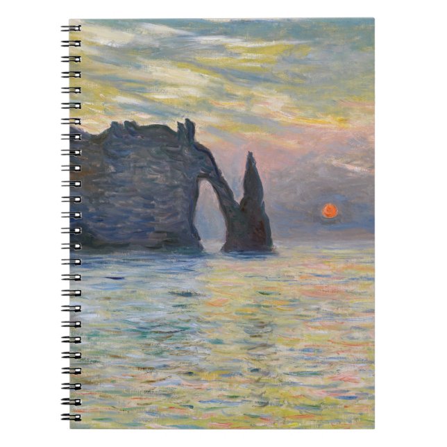Monet - Manneport, Cliff at Etretat, Sunset Anteckningsbok (Framsidan)