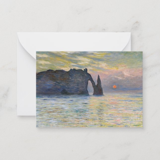 Monet - Manneport, Cliff at Etretat, Sunset Anteckningskort (Framsida)