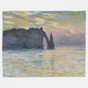 Monet - Manneport, Cliff at Etretat, Sunset Fleecefilt