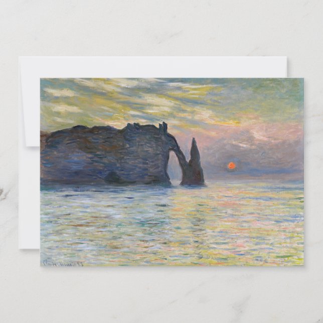 Monet - Manneport, Cliff at Etretat, Sunset Inbjudningar (Framsida)