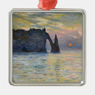 Monet - Manneport, Cliff at Etretat, Sunset Julgransprydnad Metall