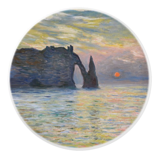 Monet - Manneport, Cliff at Etretat, Sunset Knopp (Framsidan)