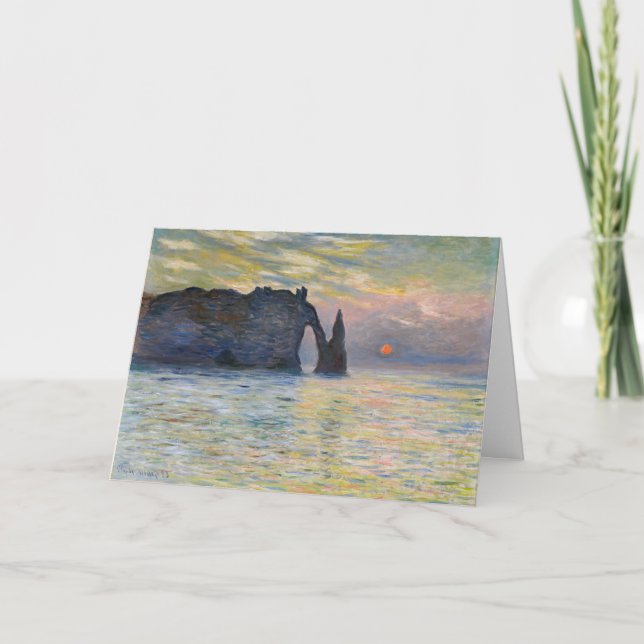 Monet - Manneport, Cliff at Etretat, Sunset Kort (Framsida)
