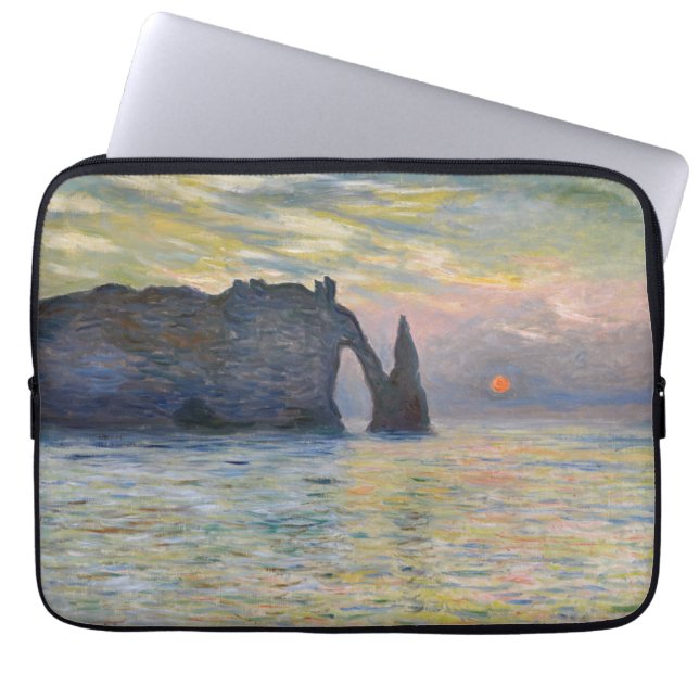 Monet - Manneport, Cliff at Etretat, Sunset Laptop Fodral (Framsidan)