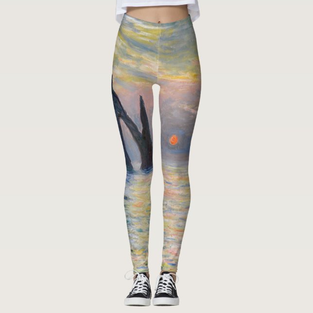 Monet - Manneport, Cliff at Etretat, Sunset Leggings (Framsida)