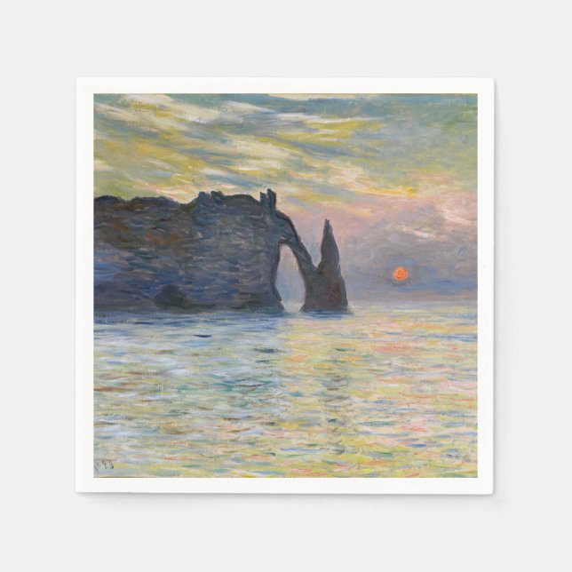Monet - Manneport, Cliff at Etretat, Sunset Pappersservett (Framsidan)