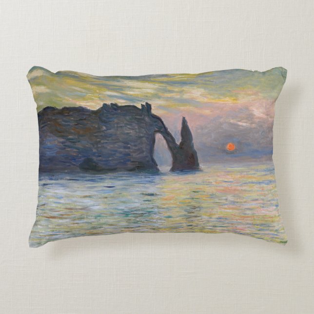 Monet - Manneport, Cliff at Etretat, Sunset Prydnadskudde (Framsidan)