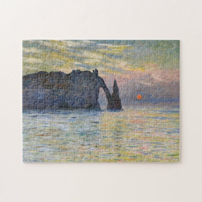 Monet - Manneport, Cliff at Etretat, Sunset Pussel (Horisontell)