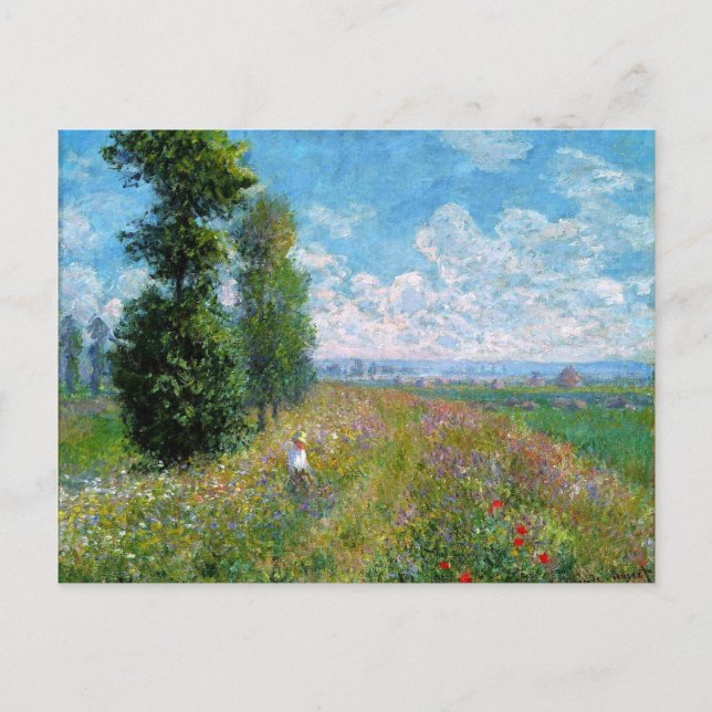Monet - Meadow with Poplars Vykort (Framsida)
