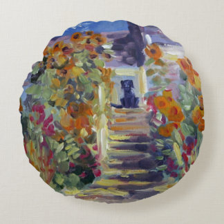 Monet med labbet kudder rund kudde