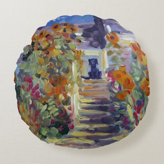 Monet med labbet kudder rund kudde (Framsidan)