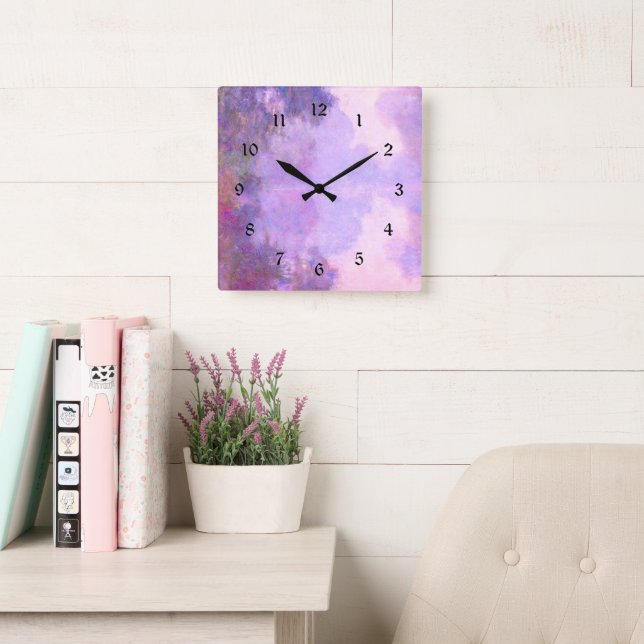 Monet - Misty Morgon på Seine Fyrkantig Klocka (Läsesal)