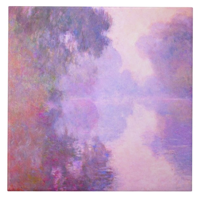 Monet - Misty Morgon på Seine Kakelplatta (Framsidan)