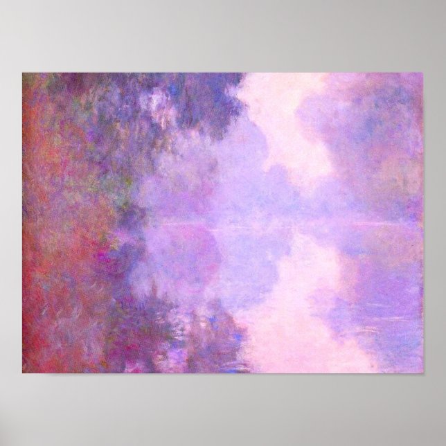 Monet - Misty Morgon på Seine Poster (Framsidan)