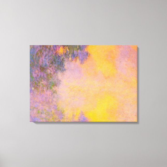 Monet - Misty Morgon på Seine, Soluppgång Canvastryck (Framsida)