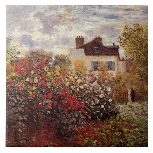 Monet - Monets trädgård i Argenteuil Sol Kakelplatta (Framsidan)