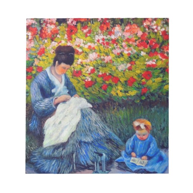 Monet Mor och Child i Garden Anteckningsblock (Framsida)