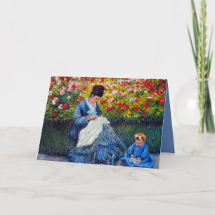 Monet Mor och Child i Garden Inbjudan