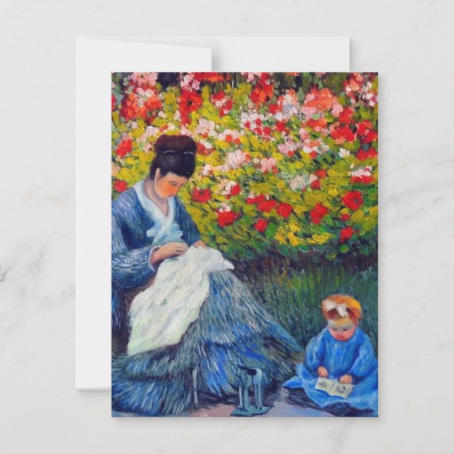 Monet Mor och Child i Garden Inbjudningar (Framsida)
