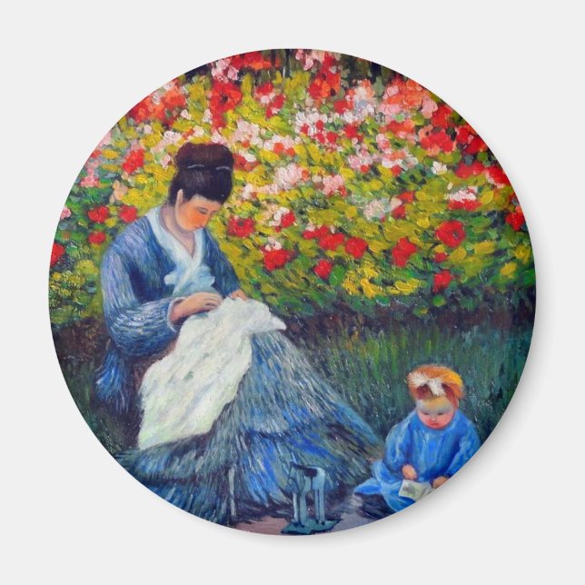 Monet Mor och Child i Garden Magnet (Framsidan)