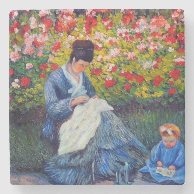 Monet Mor och Child i Garden Stenunderlägg (Framsidan)