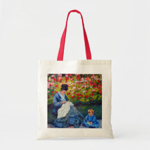 Monet Mor och Child i Garden Tygkasse