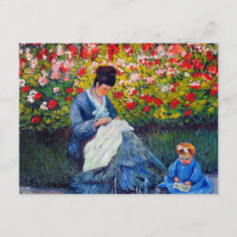 Monet Mor och Child i Garden Vykort