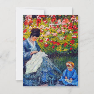 Monet Mor och Child in Garden Card