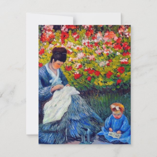 Monet Mor och Child in Garden Card (Framsida)