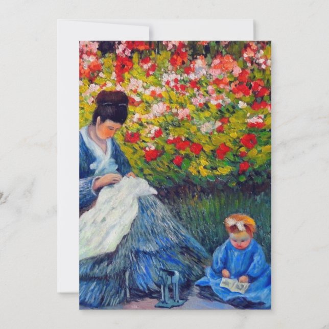Monet Mor och Child in Garden Card (Framsida)