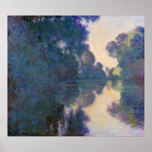 Monet, morgon på Seine, nära Giverny Poster