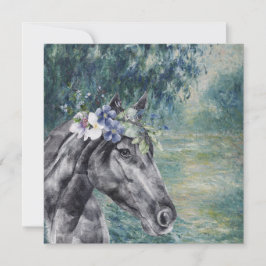 Monet Morgonseine och Black Horse Greeting Card