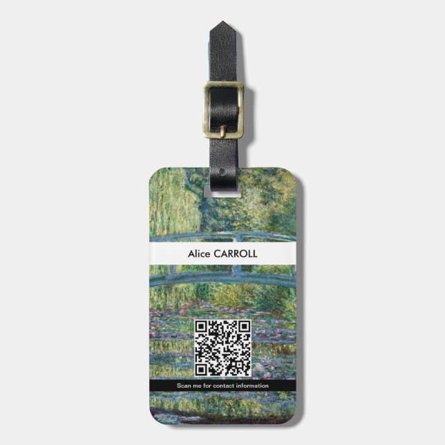 Monet - Näckros, Grön harmoni - QR-kod Bagagebricka (Vertikal Framsida)