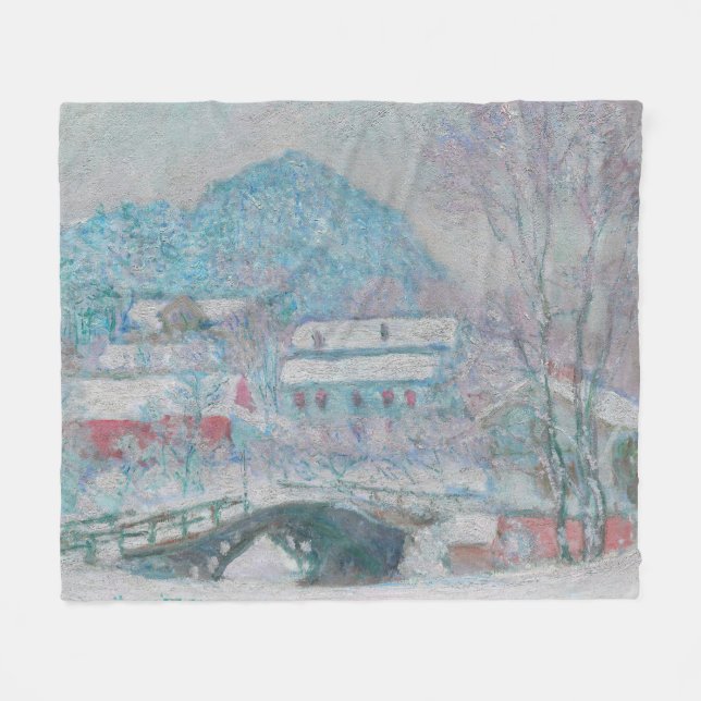 Monet - Norge, byn Sandviken i Snö Fleecefilt (Framsidan (Horisontell))