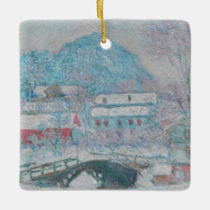 Monet - Norge, byn Sandviken i Snö Julgransprydnad Keramik