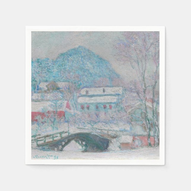 Monet - Norge, byn Sandviken i Snö Pappersservett (Framsidan)