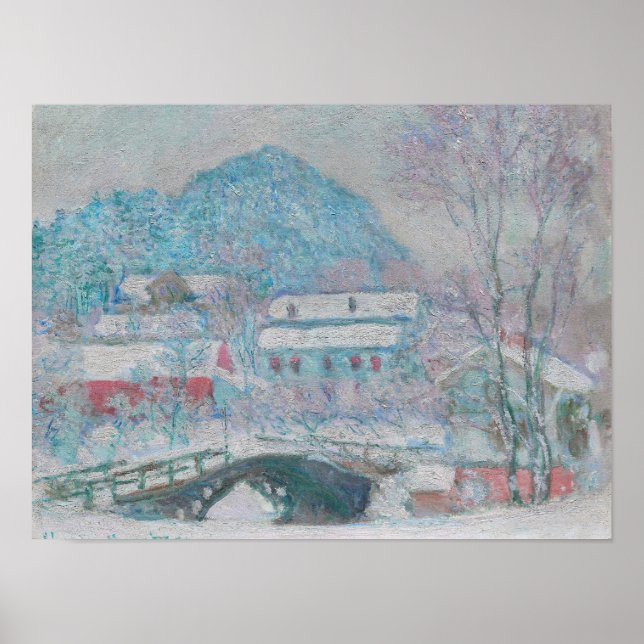 Monet - Norge, byn Sandviken i Snö Poster (Framsidan)