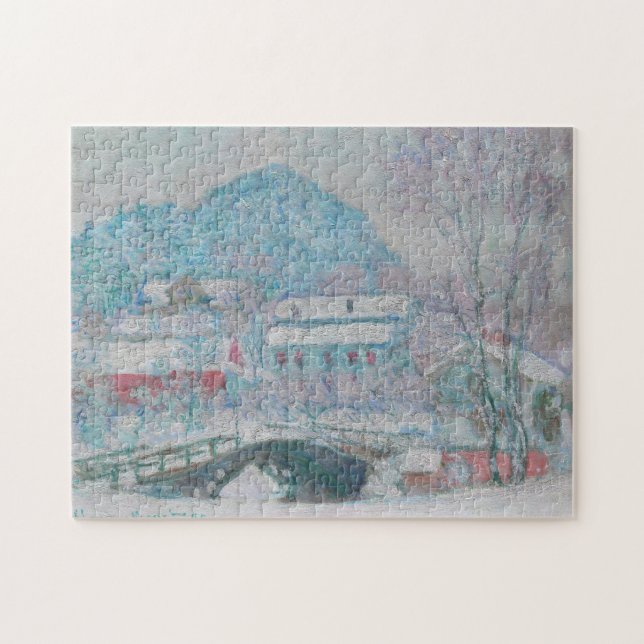 Monet - Norge, byn Sandviken i Snö Pussel (Horisontell)