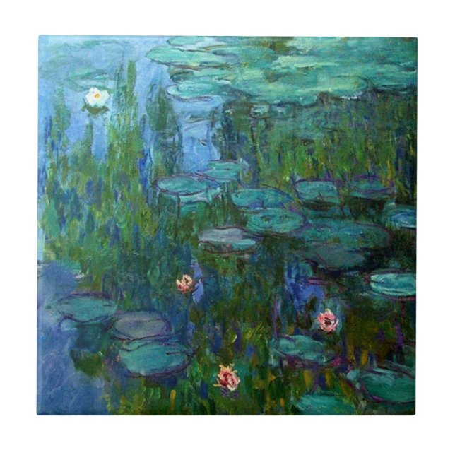 Monet Nympheas näckrosor belägger med tegel Kakelplatta (Framsidan)